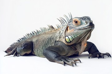Obraz premium Green iguana on white background