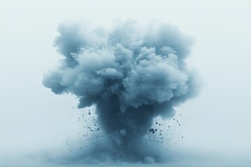 Fototapeta premium Cloud of smoke rises dramatically from the ground, creating an impressive visual spectacle during a controlled explosion event