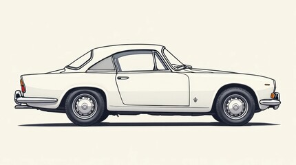 Clean Line Art of a Classic 1960s Vintage Car