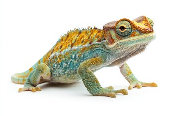 Obraz premium Vibrant Chameleon on White Background