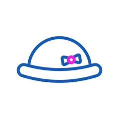 Fototapeta premium Blue outlined hat with a pink bow illustration