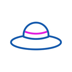 Fashionable blue hat with pink stripe icon vector
