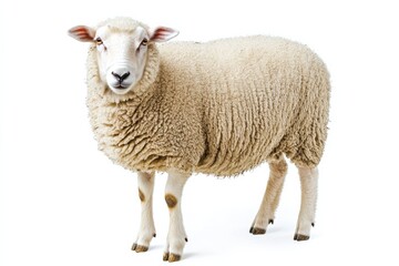 Fototapeta premium Fluffy Sheep on White Background