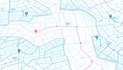 Isometric Gps map navigation to markers. Abstract transportation background. Track navigation pins on street maps, position pin. City in isometric view. Vector illustration
