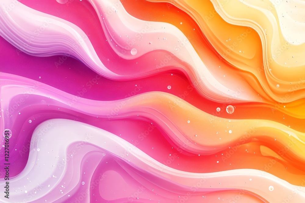 Aufkleber colorful abstract wave patterns with gradients in shades of pink, orange, and white creating a vibra