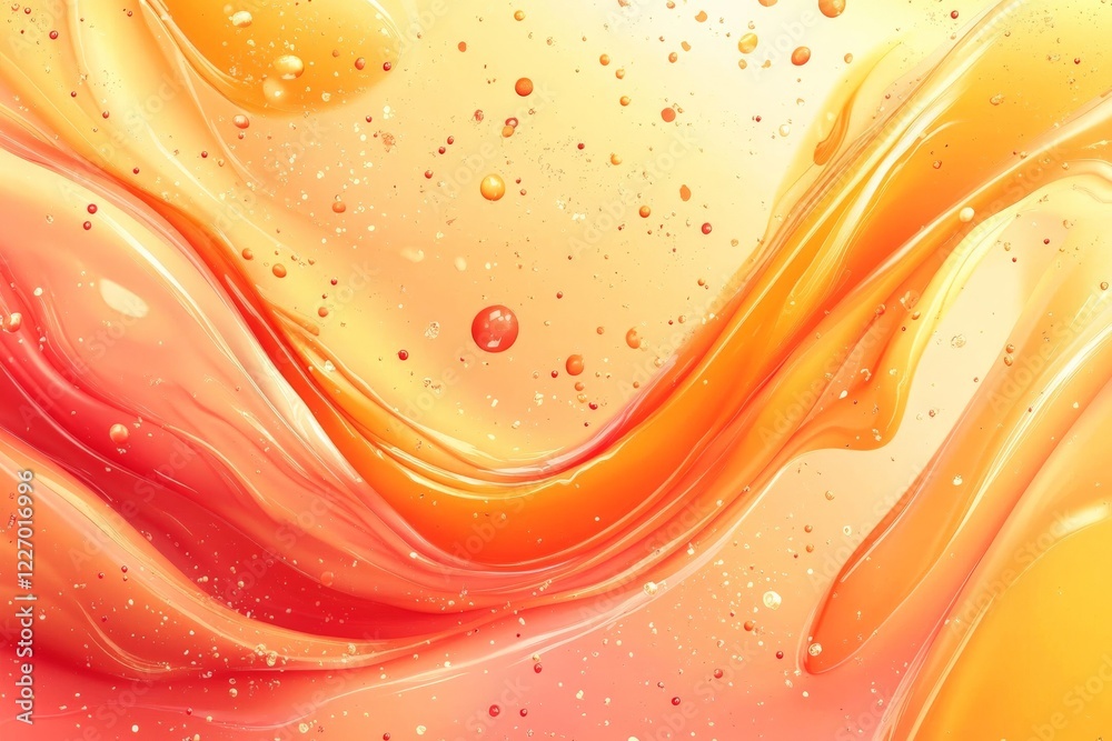 Poster Colorful abstract waves flow with vibrant hues of orange and red, creating a dynamic visual texture in digital design