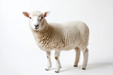 Fluffy white sheep against a white background.