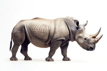 Majestic rhino in profile view.