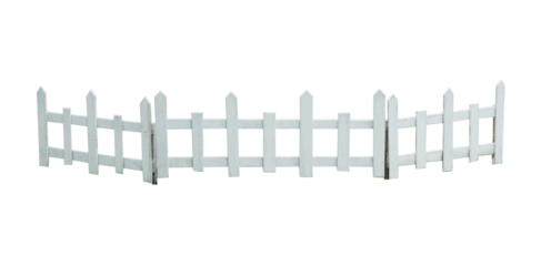 White decorative garden fence isolated on transparent background