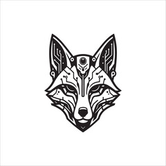 Fototapeta premium Cyberpunk wolf head hand drawn illustration artwork 