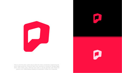 Initials P logo design. Initial Letter Logo. Innovative high tech logo template.	
