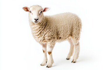 Adorable young sheep against white background