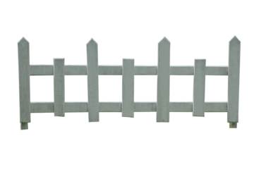 White decorative garden fence isolated on transparent background