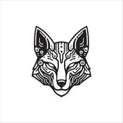 Cyberpunk wolf head hand drawn illustration artwork	
