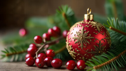 Obraz premium Festive Christmas Ornament Arrangement