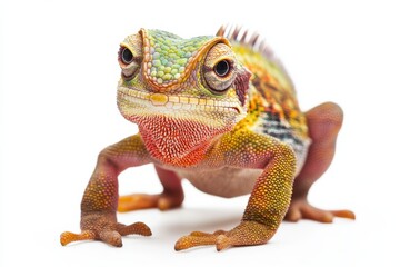 Obraz premium Vibrant chameleon portrait on white