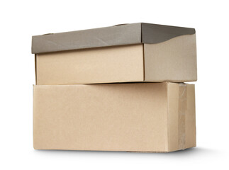 Two cardboard boxes isolated on transparent background