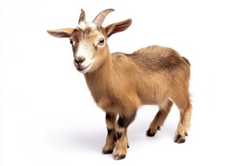 Obraz premium Adorable young goat kid on white background.