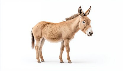 Light Brown Donkey Studio Portrait Against White Background
