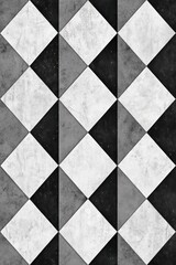 Abstract Black and White Diamond Checkered Pattern with Marble Texture Wallpaper Background