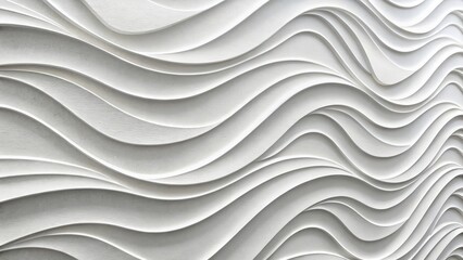 Obraz premium Elegant White Wavy Texture with 3D Layered Effect Wallpaper Background