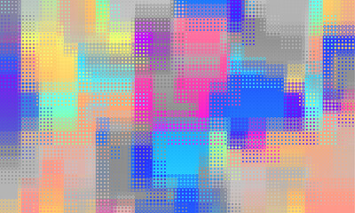 Pixilated abstract Energy background. Halftone effect. Vector image. Small particles with overlay moire effect