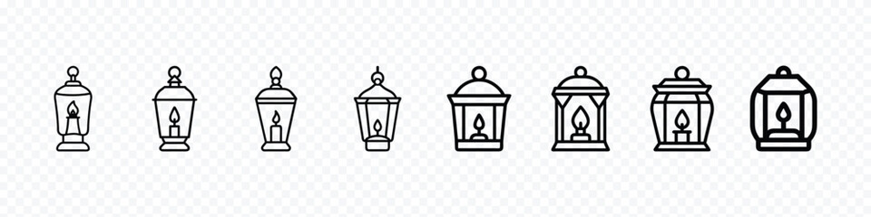 Lantern line icon. Vintage lantern with a candle light icon, lantern or hanging lamp or candle icon