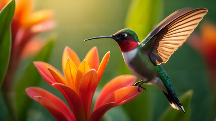 Fototapeta premium A Colorful Hummingbird in Nature