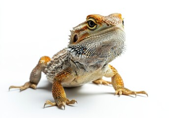 Obraz premium Orange Bearded Dragon on White