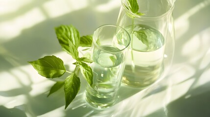 fresh herbal infusion in glassware