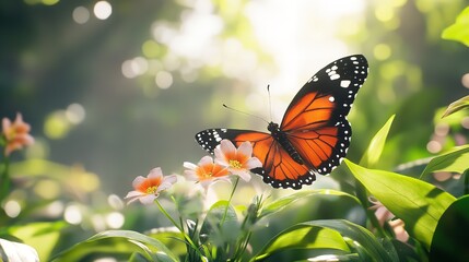 Beautiful Butterfly Sitting on a Flower in a Summer Garden
