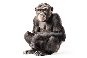 Naklejka premium Chimpanzee sitting on white background