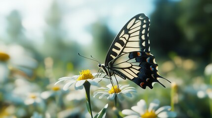 Obraz premium Beautiful Butterfly Sitting on a Flower in a Summer Garden