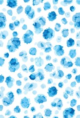 Blue Abstract Watercolor Circular Patterns with Textured Effect on a White Wallpaper Background