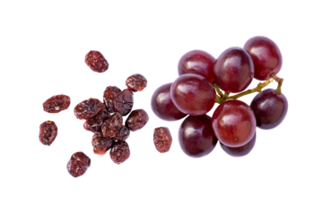 Red Grape with dried raisins isolated