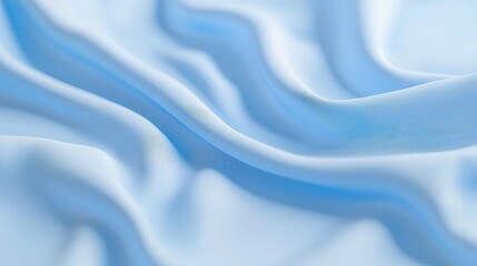 Obraz premium Close-up of soft flowing blue fabric with wavy lines on a blue background for textile design or fashion