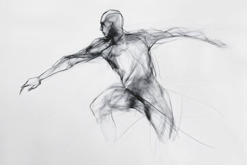 Minimalist pencil sketch depicting a muscular athlete running, effectively capturing the essence of motion, energy, and dynamism