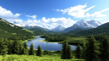 Serene Mountain Lake Landscape