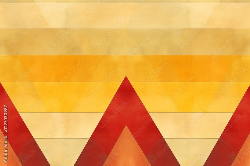 Poster vibrant geometric patterns create a warm atmosphere of color and light. generative ai