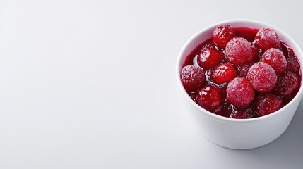 Cranberries, sauce, bowl, white background, food photography, recipe illustration