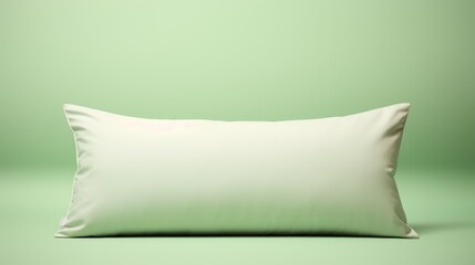 Soft, minimalist pillow on a tranquil green background for serene decor. Generative AI