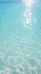 Obraz premium Crystal clear waters sparkling under a bright sun at a tropical paradise beach retreat in summer days. Generative AI