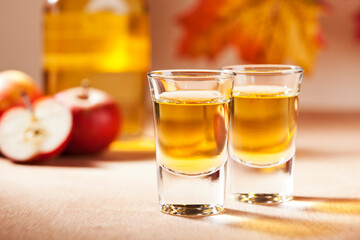 Two shot glasses of Apple Schnaps