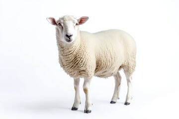 Obraz premium Fluffy sheep posing against white background