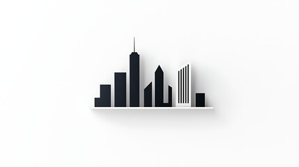 Fototapeta premium Minimalist Black and White City Skyline Shelf Decor
