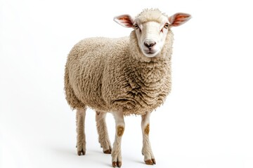 Fototapeta premium Fluffy sheep on white background