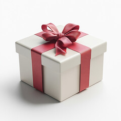 Fototapeta premium Elegant White Gift Box with Pink Ribbon Bow