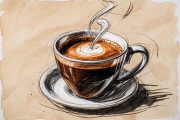 Illustration of cup of coffee. AI Generated.