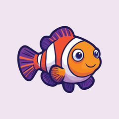 Cute golden fish cartoon Vector Illustration