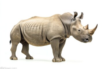 Obraz premium Majestic White Rhinoceros on White Background